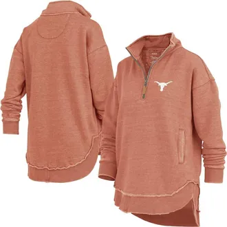 Pressbox Womens Pressbox Burnt Orange Texas Longhorns Northfork Sojourn Poncho Quarter-Zip Sweatshirt at Nordstrom, Size Xx-Large