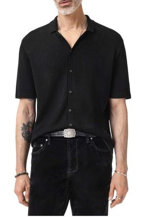 John Varvatos Arlon Paisley Sheen Camp Shirt in Black at Nordstrom, Size Xx-Large