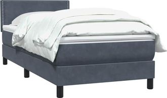 vidaXL Cama Box Spring Con Colch&oacute;n Terciopelo Gris Oscuro 90x210 Cm Vidaxl