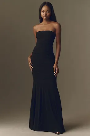 Norma Kamali Shirred Fishtail Gown