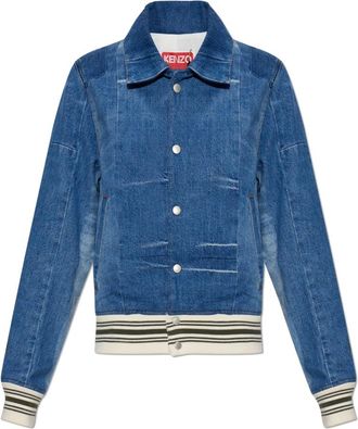 Kenzo Vintage-effect Denim Jacket - Dames - Spijkerjassen - Blauw - XS - Denim - Jassen