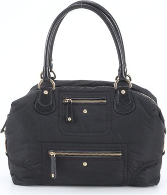 Tod's Black Leather Nylon Handbag Shoulder Bag Tote Bag (Pre-Owned)