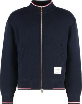 Thom Browne Sweatshirt van katoen met rits - Heren - Vesten met rits - Blauw - L - Katoen - Hoodies & sweatvesten