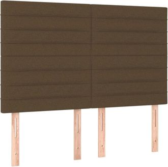 vidaXL Cabecero con luces led tela marrón oscuro 144x5x118/128 cm Vidaxl