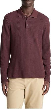 Vince Variegated Texture Long Sleeve Polo Mens Clothing Port : MD, Cotton/Spandex