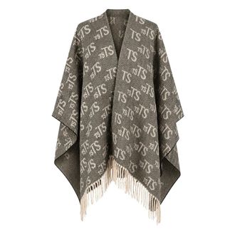 Twinset Poncho Jacquard - - Jackets - Donna - Grigio - ONE SIZE