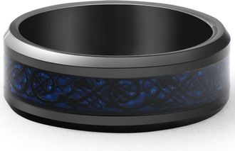 Pompeii3 Mens Black Dragon Black Tungsten Ring 8mm Wedding Band Comfort Fit Ring