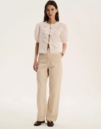 Omnes Womens Apollo Blouse in White - Tan - Size: 24