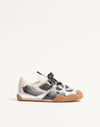 Valentino Garavani Sneaker Amphibia In Vitello Gommato E Nappa Laminata Donna NERO 36.5