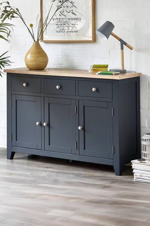 Julian Bowen Bordeaux 3 Door 3 Drawer Sideboard in Dark Grey
