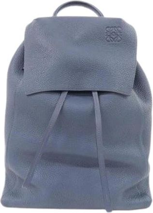 Loewe Pre-owned Drawstring Backpack Calf Backpack - Dames - Vintage Rugzakken - Blauw - ONE Size - Leer - Vintage