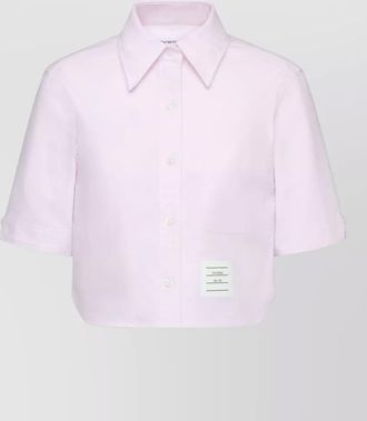 Thom Browne cropped cotton shirt polo collar pocket
