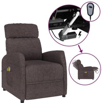 vidaXL Sill&oacute;n De Masaje El&eacute;ctrico Tela Marr&oacute;n Oscuro Vidaxl