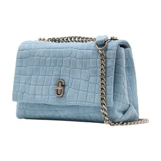 Marc Jacobs Womens Crocodile-Embossed Leather Shoulder Bag Blue Cowhide