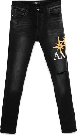 Amiri Starburst-appliqu&eacute; jeans - men - Cotton/Elastomultiester/Spandex/Elastane/Leather - 28 - Black