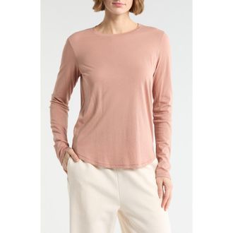 Vince Crewneck Long Sleeve Top in Blush Cream at Nordstrom Rack, Size X-Large