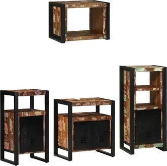 vidaXL Juego De Muebles De Ba&ntilde;o 4 Pcs Marr&oacute;n Madera De Mango Maciza