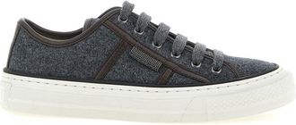 Brunello Cucinelli Grey Shiny Tab Sneakers