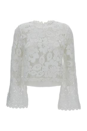 Self Portrait White Crochet Lace Top