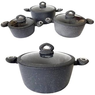 Trade Shop Trade Shop - Conjunto De 3 Cazuelas De Cazadoras De Cazuela Anti-resistente A Ara&ntilde;azos De Piedra Antiadherente