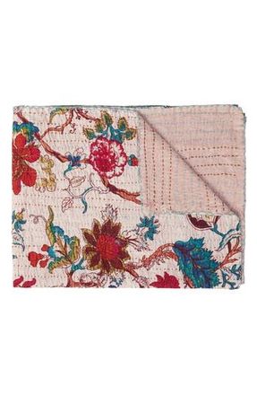 Taj Vintage Cotton Kantha Throw Blanket in Multi Beige at Nordstrom Rack