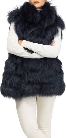 Gorski Genuine Shearling Vest in Navy at Nordstrom, Size X-Small