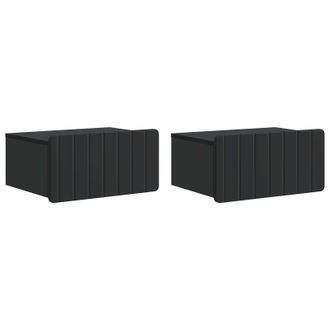 vidaXL Mesita De Noche De Pared 2 Pcs Negro 49 X 34,5 X 24 Cm Vidaxl