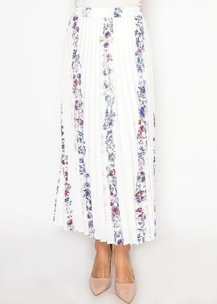 YAL New York White Floral Pleated Skirt