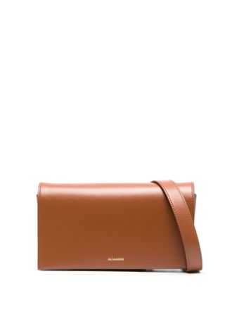 Jil Sander Schoudertas met logoprint - Bruin
