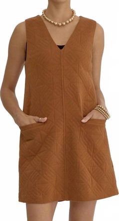 Entro Womens Button Quilted Dress In Camel