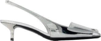 Courr&egrave;ges Pumps, female, Gray, 4 UK, Fold Mirror Kitten Pumps