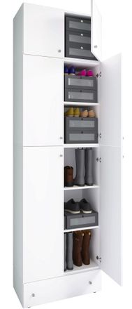 ebuy24 Gabinete De Zapato De Madera Vcm Dimensiones: Al. 240 X An. 70 X P. 39 Cm Armario Multiusos 5 Compartimentos 4 Puertas Rotativas 2 Puertas Accesorio C