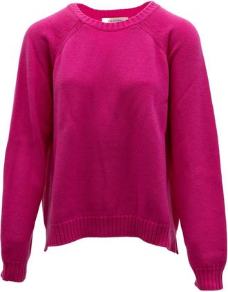 Valentino Garavani Trui met ronde hals - Dames - Ronde hals truien - Roze - XL - Wol - Truien & Vesten