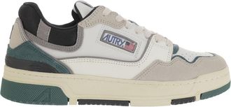 Autry Suede And Mesh Sneakers With Contrast Heel And Logo Accents