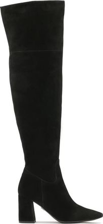Kazar Suede musketiers met een brede hak - Dames - Over de knie laarzen - Zwart - 36 EU - Su&egrave;de - Schoenen