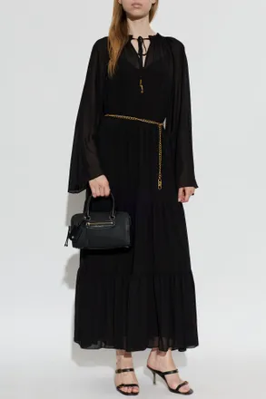 Michael Michael Kors Dress With Decorative Chain, Womens, Black