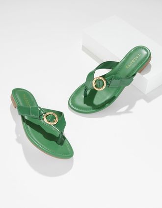 Talbots Gia Buckle Thong Sandals - Grove Green - 10M Talbots