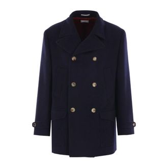 Brunello Cucinelli Heren, Mantels, Blauw, Maat: L Wol