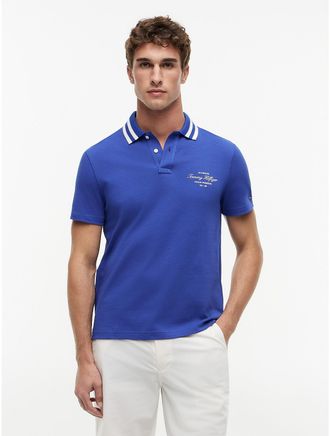 Tommy Hilfiger Mens Regular Fit Tipped Jersey Polo - Blue - XL