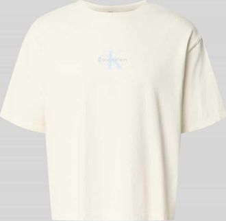Calvin Klein Jeans Relaxed Fit T-Shirt aus reiner Baumwolle in Offwhite, Gr&ouml;&szlig;e XXL