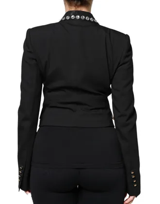 Dolce & Gabbana Crystal-Embellished Double Breasted Blazer - Black