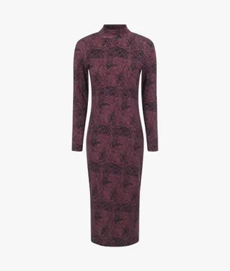 Ted Baker Elonar Bodycon Dress Womens Red Black Floral Long Sleeve UPS363