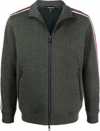 Giorgio Armani Jassen - Heren - Vesten met rits - Groen - L - Katoen - Hoodies & sweatvesten