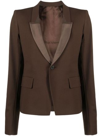 Rick Owens shawl-lapels single-breasted blazer - Brown