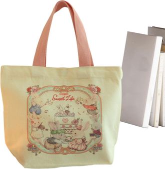 Generic Canvas Carrier Bag for Women-Sweet Bunny Design, Reusable Shopping Bag, Durable Gift | For Her, Mom, Teacher, Girlfriend, Daughter, Birthday, Christma