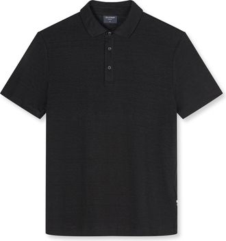 Olymp Poloshirt OLYMP, Herren, Gr. XXL, schwarz, Web, Obermaterial: 95% Leinen, 5% Elasthan, unifarben, regular fit h&uuml;ftbedeckend, Rundhals, abgesteppte Kan