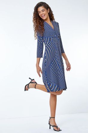 Roman Geometric Print Stretch Dress