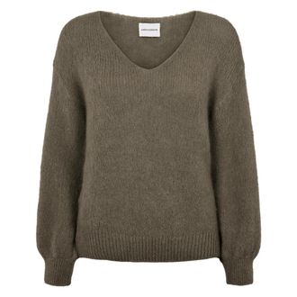 Americandreams Milana LS Alpaca Pullover - Dames - V-hals truien - Grijs - XL - Wol - Truien & Vesten