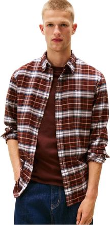 Tommy Jeans Geruit flanellen herenhemd met lange mouwen (Bruin)