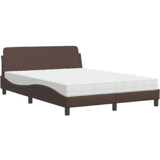 vidaXL Vidaxl - Cama Con Colch&oacute;n Cuero Sint&eacute;tico Marr&oacute;n 140x190 Cm